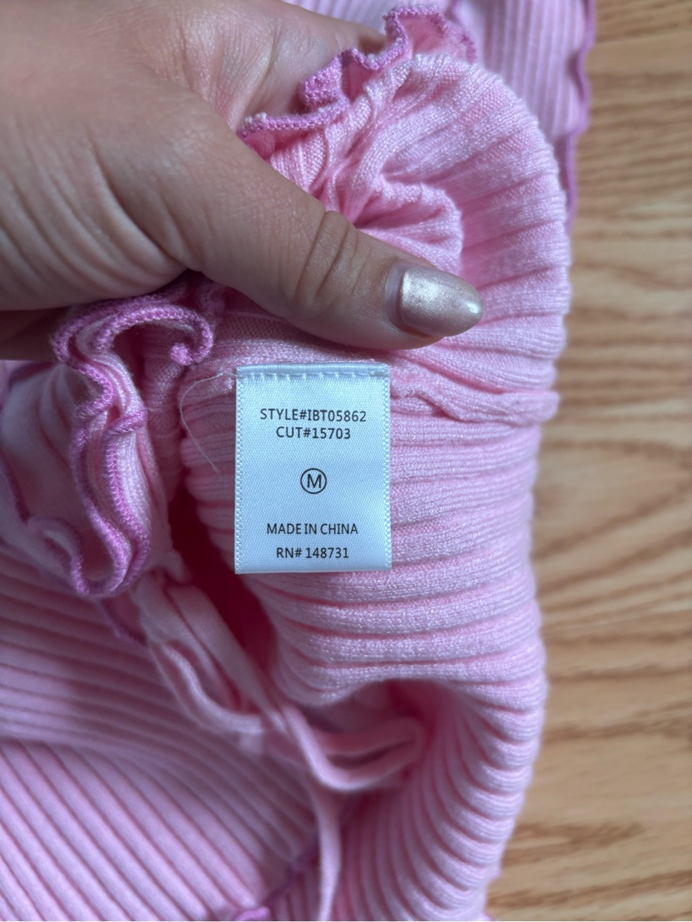 Pink Ribbed Ruffle Tie-Front Tank Brooklyn karma size medium - Picture 4 of 4